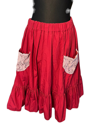 Vintage Handmade Tellerrock weinrot Spitze Gr. 40 42 Rockabilly 50s Style