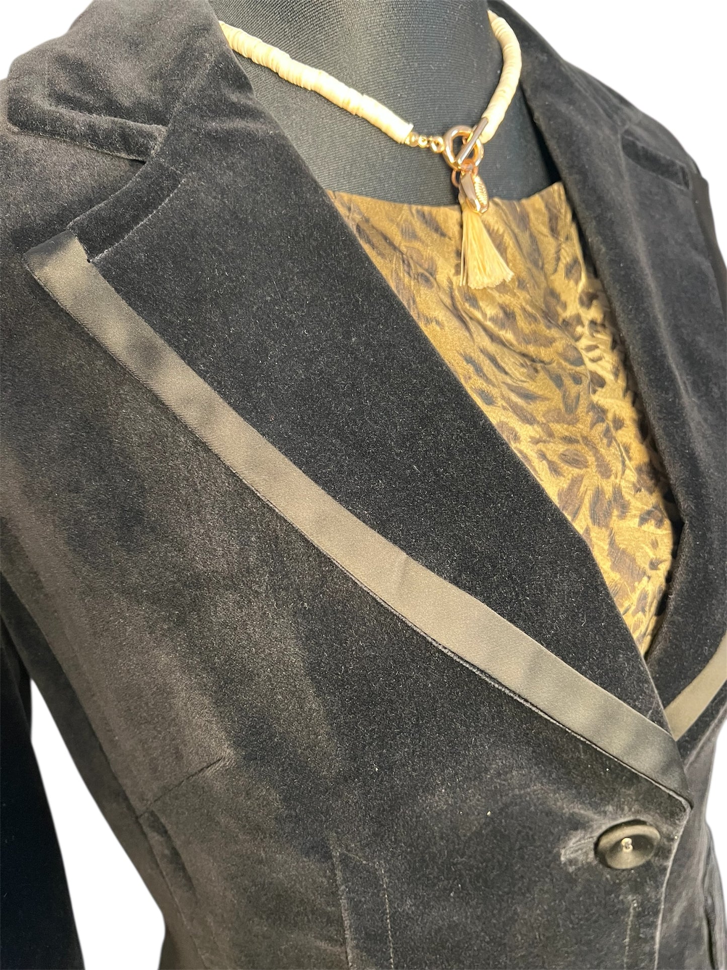 Vintage Samt Blazer Schwarz Gr. 40 Esprit Collection – Velvet Jacket Y2K 90s Chic