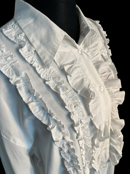 Sara's Choice: Vintage Bluse Rüschen weiss | Gr. 44 46 XL | Dark Alternative