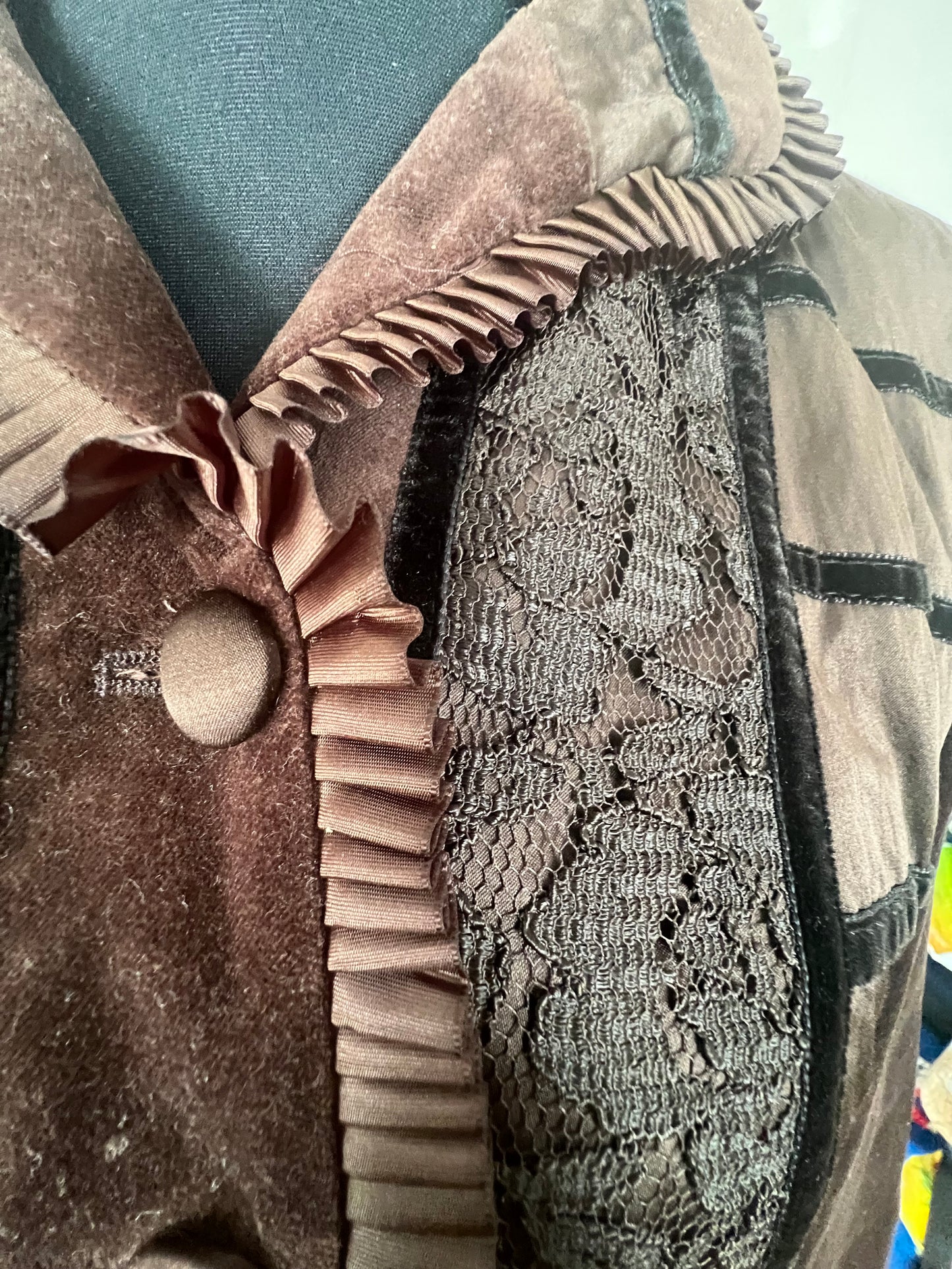 Vintage Samtblazer Braun 90s Victorian Gothic Style | Gr. 40 | Romantisch, Landhaus-Chic