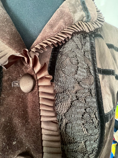 Vintage Samtblazer Braun 90s Victorian Gothic Style | Gr. 40 | Romantisch, Landhaus-Chic