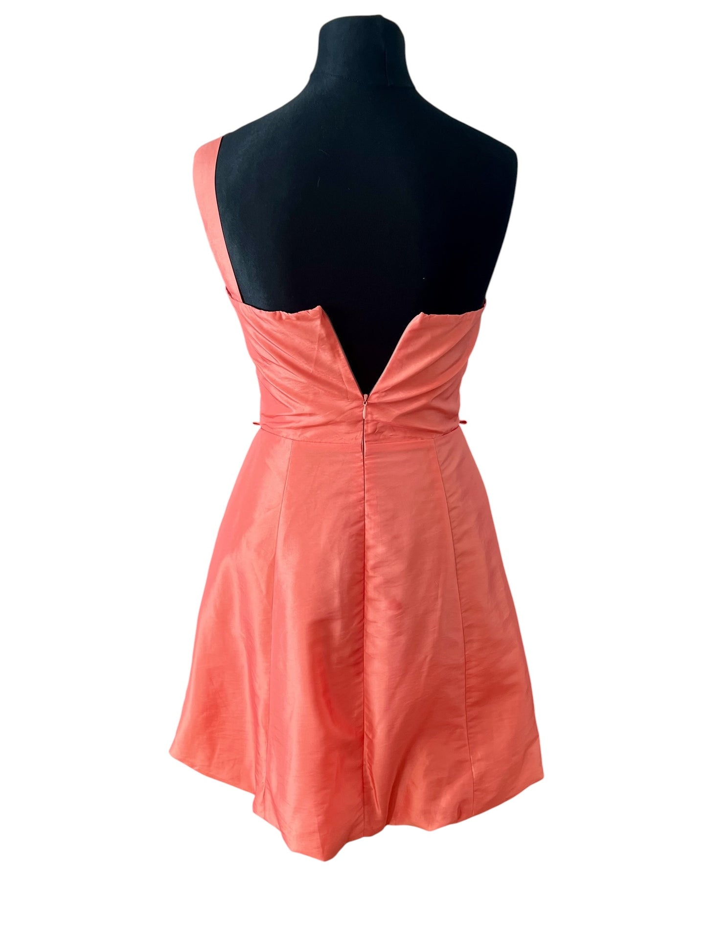 Vintage Vera Mont Cocktailkleid Gr 36 S One Shoulder Apricot Pink Volant Ballon Mini Kleid Elegant Y2K
