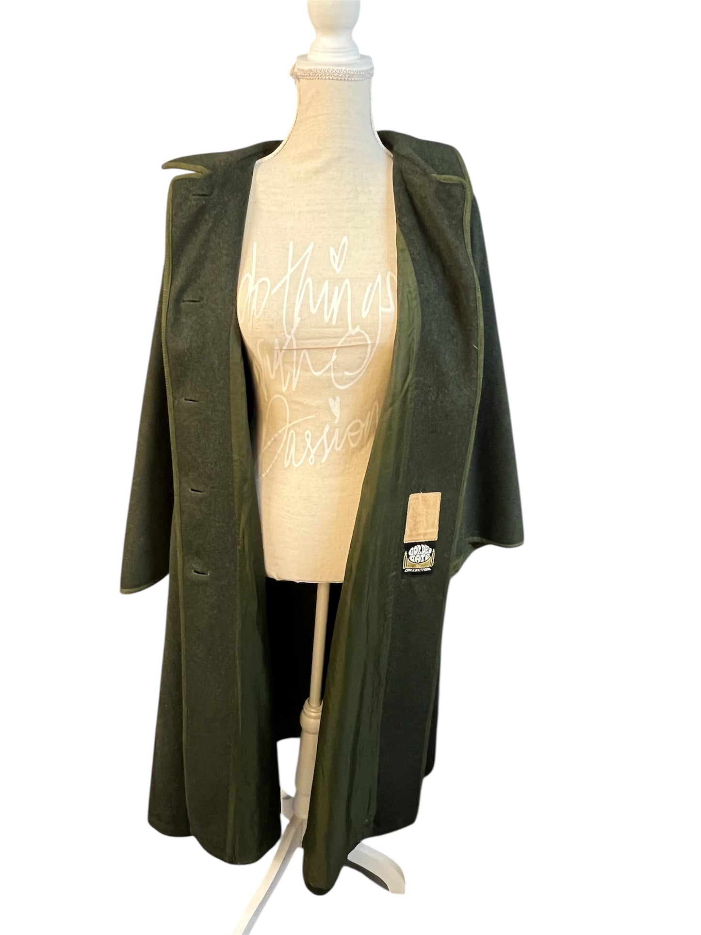 Vintage 70s Wollmantel • Grün • Oversize L/M • Cape-Look Wolle