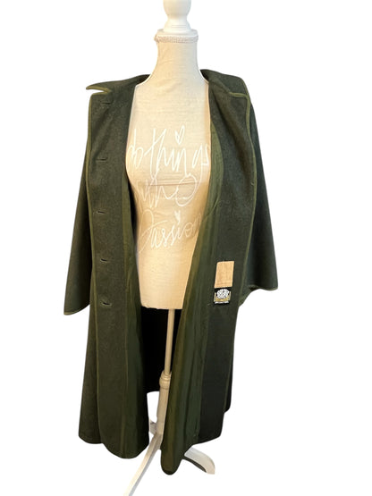 Vintage 70s Wollmantel • Grün • Oversize L/M • Cape-Look Wolle