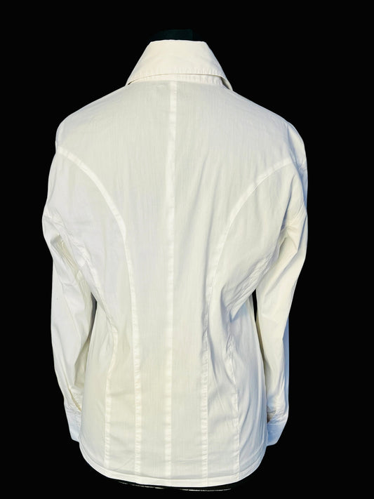 Riani Bluse Damen 40 M Weiß Tailliert Clean Minimalist Premium Basic y2k Old Money