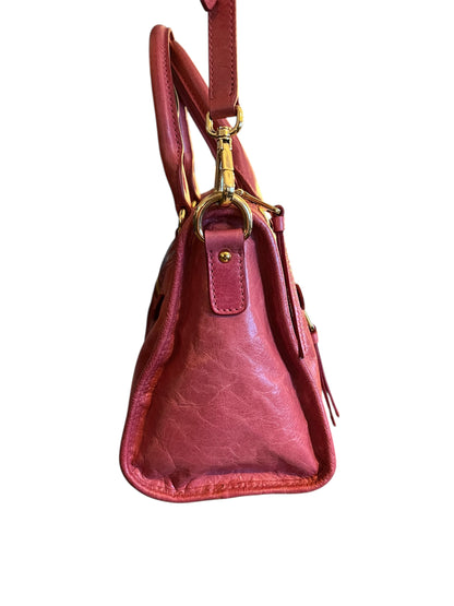 Miu Miu Vitello Shine Schultertasche Himbeer Peonia Leder Designer Bag Original