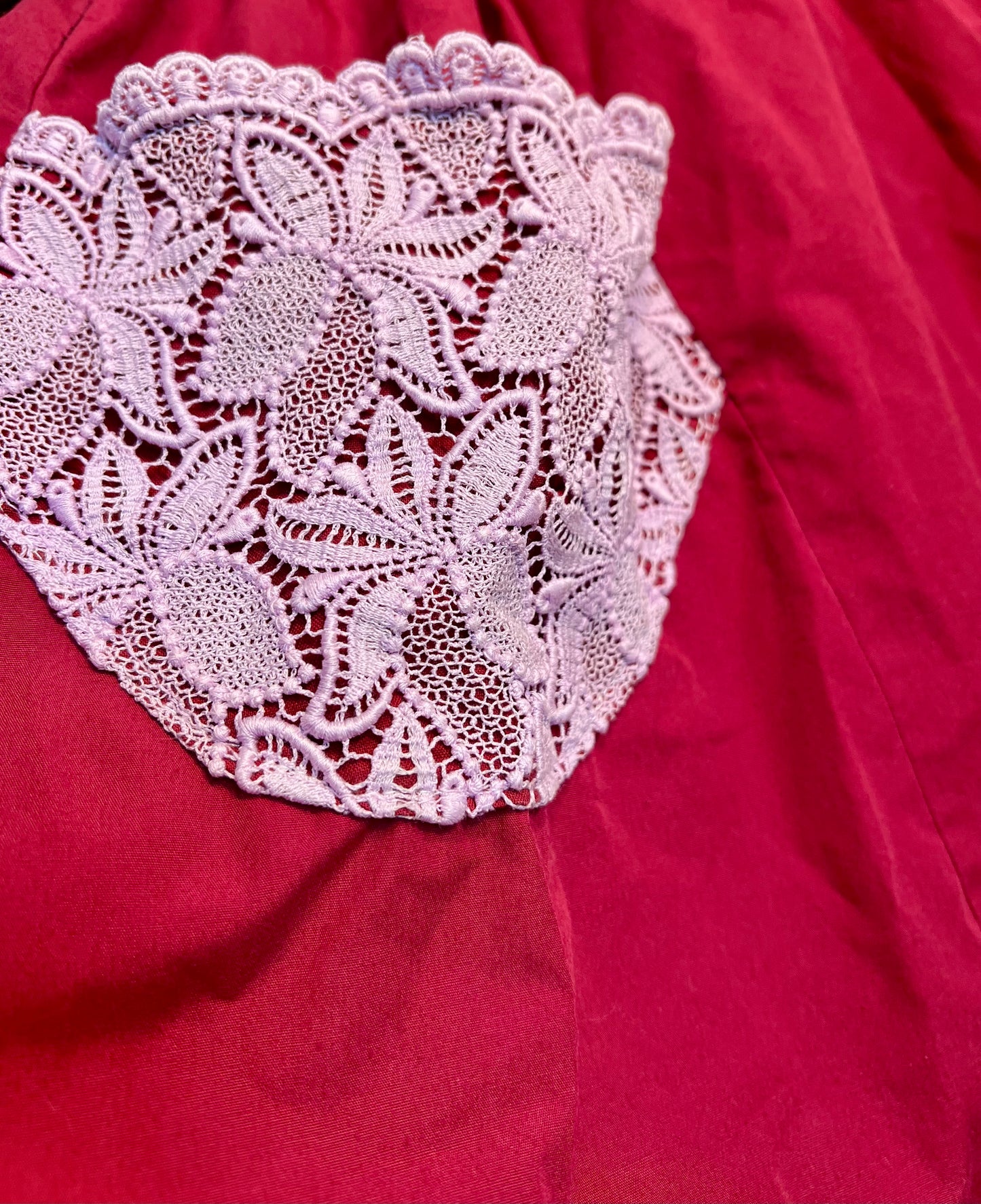 Vintage Handmade Tellerrock weinrot Spitze Gr. 40 42 Rockabilly 50s Style