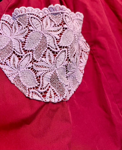 Vintage Handmade Tellerrock weinrot Spitze Gr. 40 42 Rockabilly 50s Style