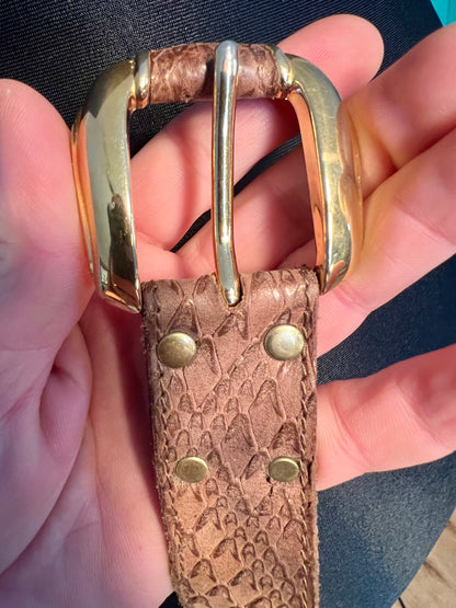 Vintage Gürtel braun | goldene Löwen-Metallschnalle | edles „n“-Detail | Statement-Piece | 80s/90s