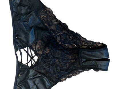 Sara's Choice: Hunkemöller – Lingerie Set Reissverschluss Spitze Strappy BH + Slip schwarz gold | Gr 85F XL 40 42 | Dark Alternative