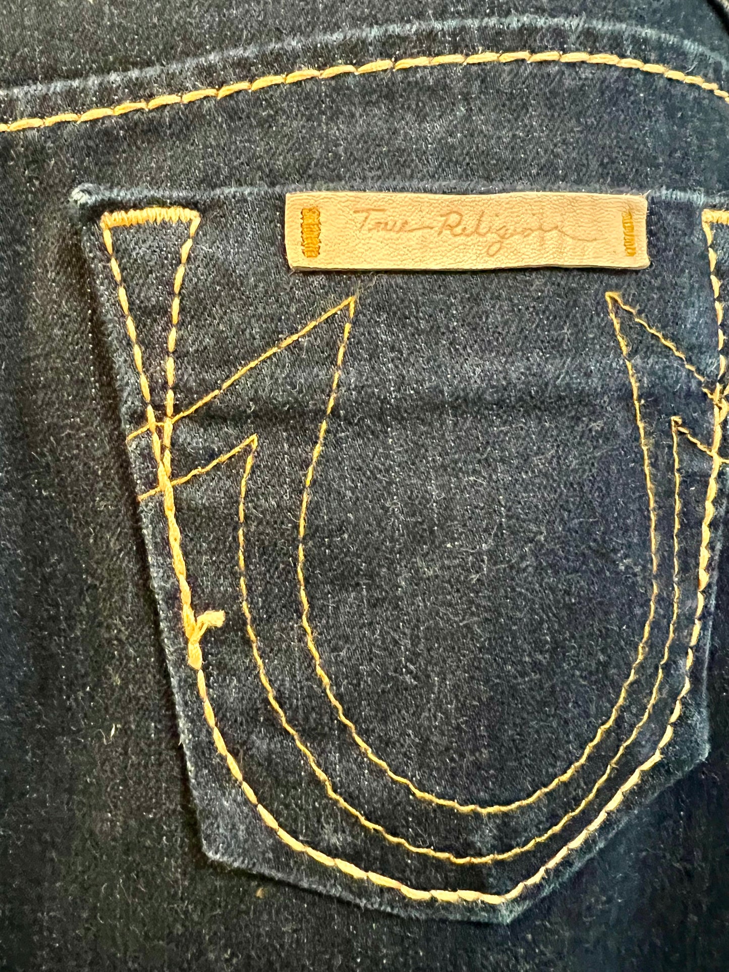 True Religion Jeansrock – Dunkelblau Denim Midi – Gehschlitz hinten – W29 / DE 38 - 40