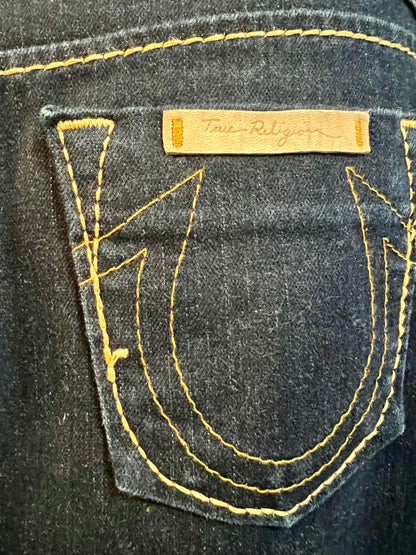 True Religion Jeansrock – Dunkelblau Denim Midi – Gehschlitz hinten – W29 / DE 38 - 40