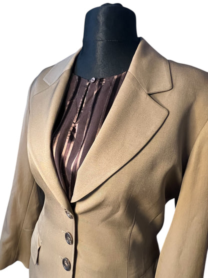Strenesse Kostüm Damen Gr. 38 – 100% Schurwolle – Eleganter Blazer & Rock – Beige – Business Chic