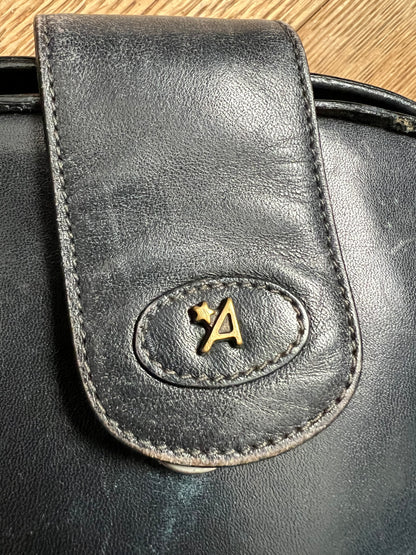 Assima Creation Vintage Leder Tasche dunkelblau Frame Bag Retro Chic