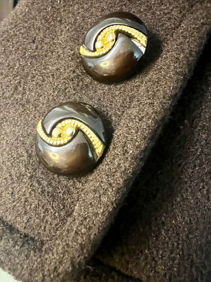 Vintage Wollmantel Braun IT 50 / DE 44 – 46 80% Wolle Made in Italy