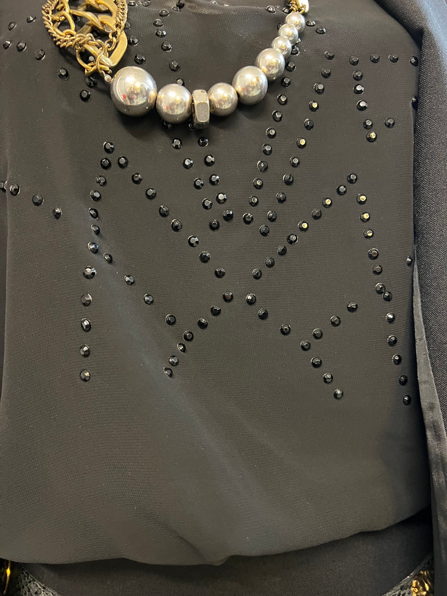 Kleid Buffalo | schwarz mit Glitzersteinen | transparentes Oberteil | Gr. 34–36 | vielseitig tragbar