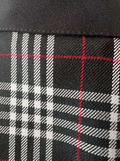 Vintage Longblazer Kariert Schwarz Weiß Rot Gr 44 XL Oversized Schottenkaro Boyfriend Blazer Leicht Knöpfe