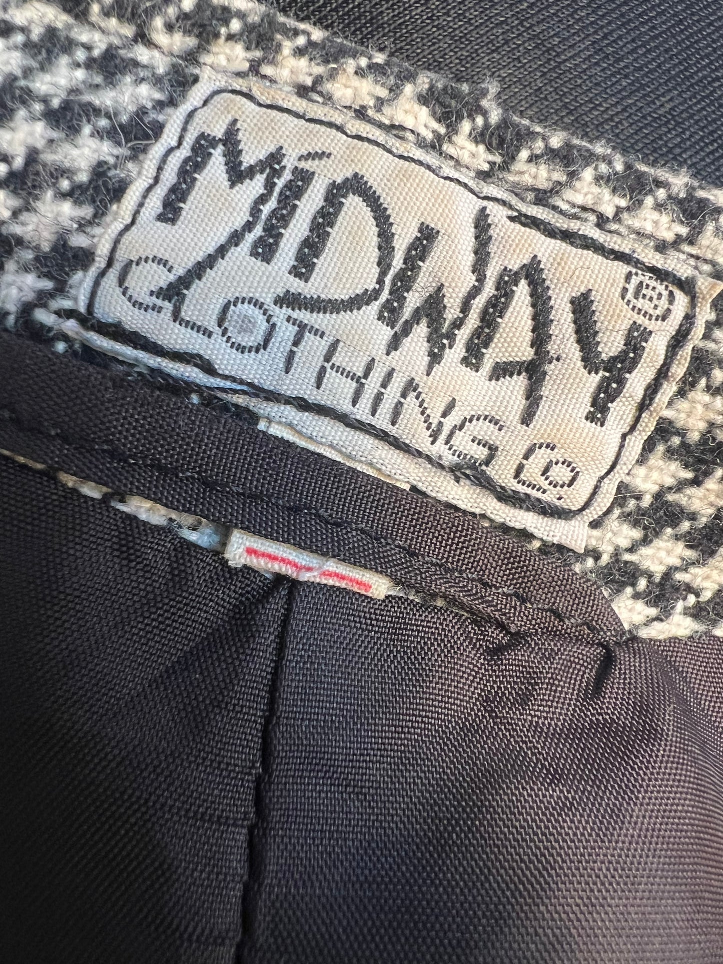 Midway Clothing Co. Vintage Kurzblazer 36 38 S Hahnentritt Schwarz Weiss 80s Oversize Wolle