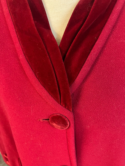 Vintage Arezia Mantel Wolle Kaschmir Weinrot Gr 44 XL Luxus Italien