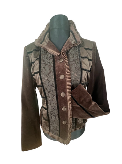 Vintage Samtblazer Braun 90s Victorian Gothic Style | Gr. 40 | Romantisch, Landhaus-Chic