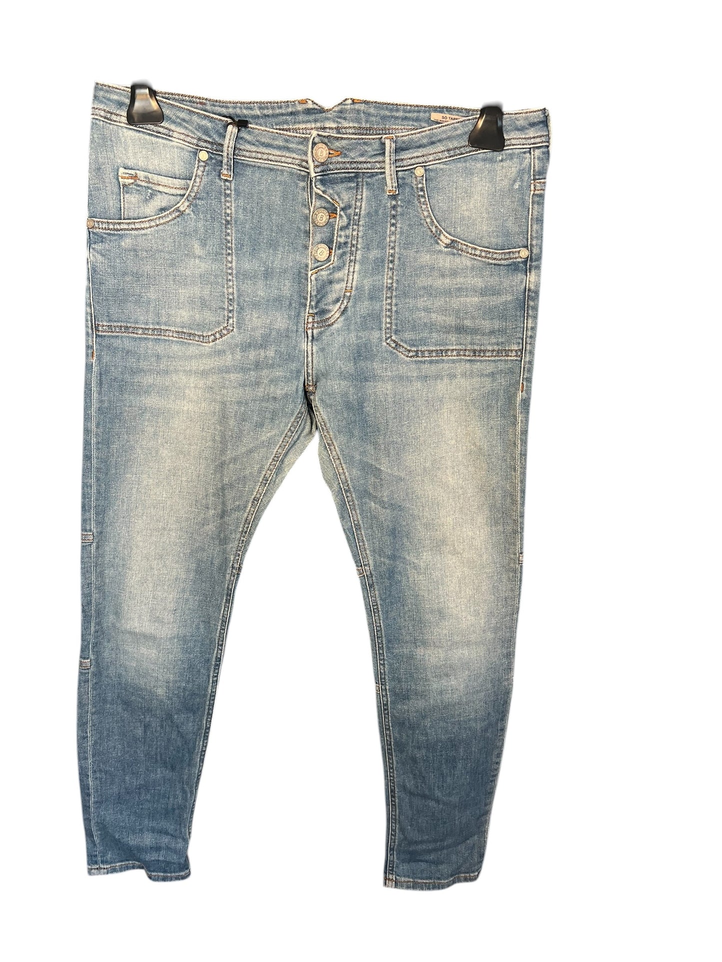 Bogner Jeans Damen W29 L32 M 38 /40 Blau Mid Waist Tapered Logo Premium Denim