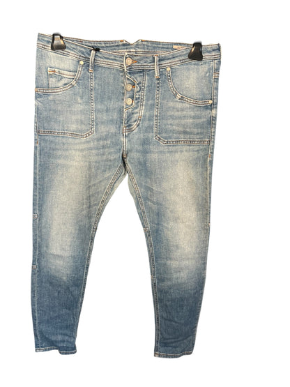Bogner Jeans Damen W29 L32 M 38 /40 Blau Mid Waist Tapered Logo Premium Denim