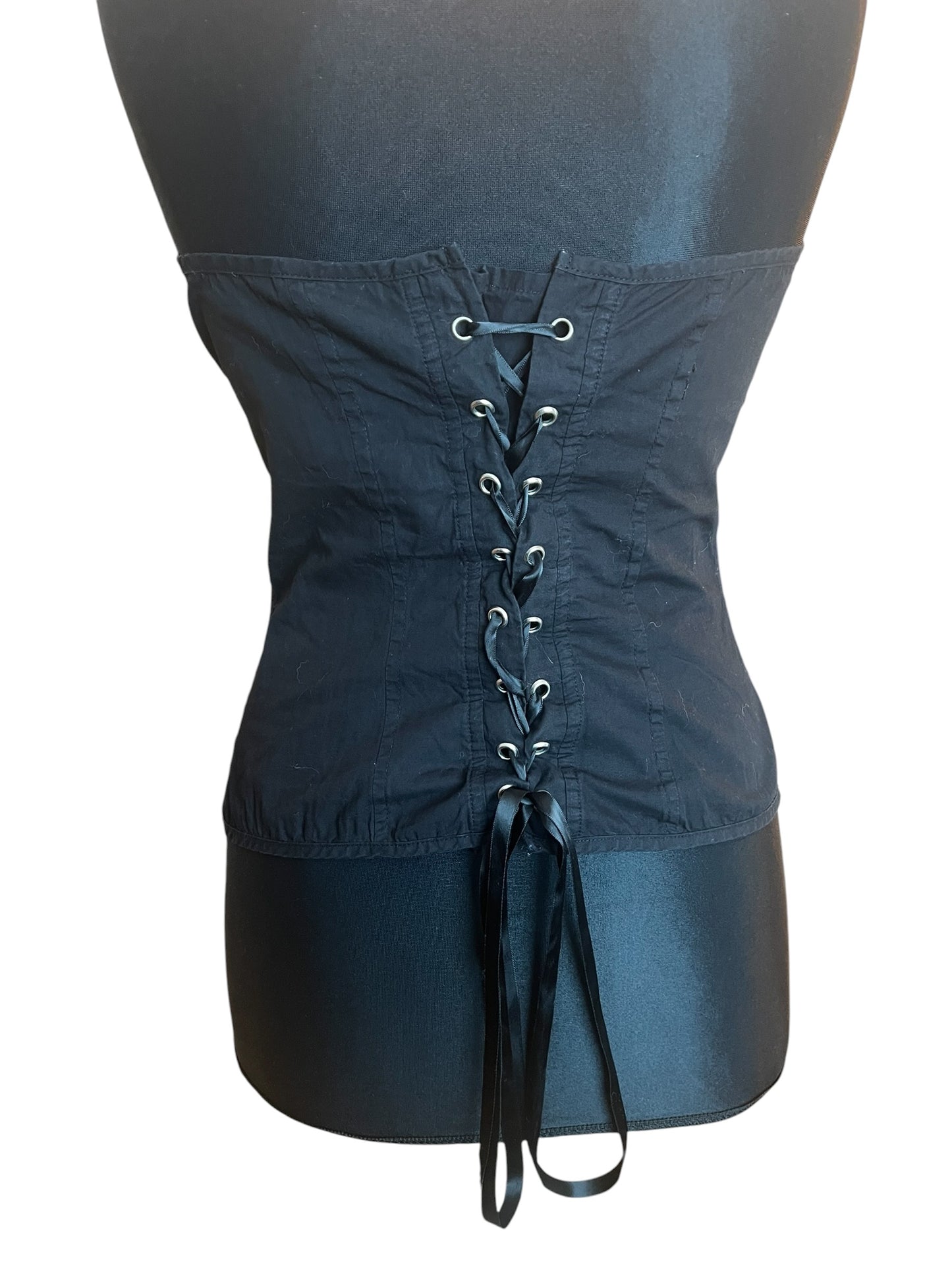 Sara's Choice: Criminal Damage – Korsage Top Knöpfe Schnürung | Gr. L 40 42  | Dark Alternative