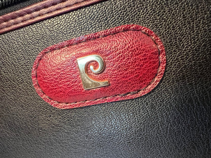 Vintage Pierre Cardin Kulturtasche Leder schwarz weinrot Herren Tasche Reise Kosmetik 80s 90s