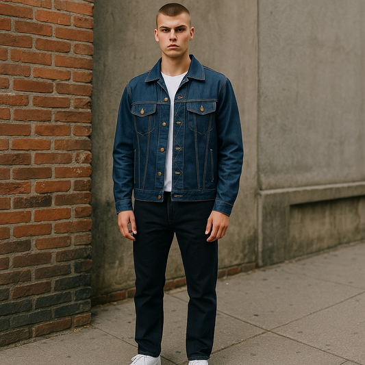 Vintage Lee Sanforized Rider Jeansjacke L Dunkelblau