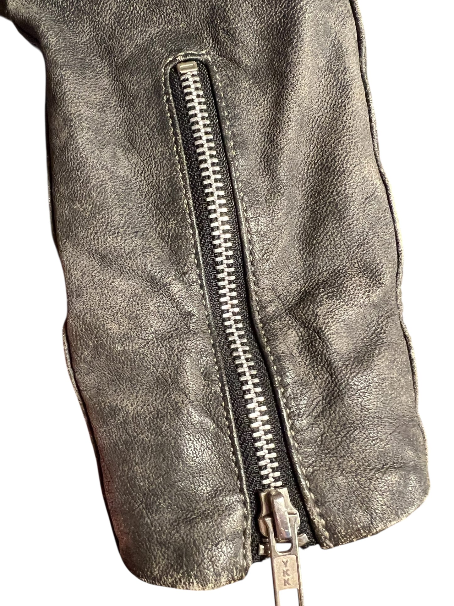 Goosecraft Biker Lederjacke Gr. L (fällt wie 38) – Grau – YKK Zipper – Slim Fit – Patina Look