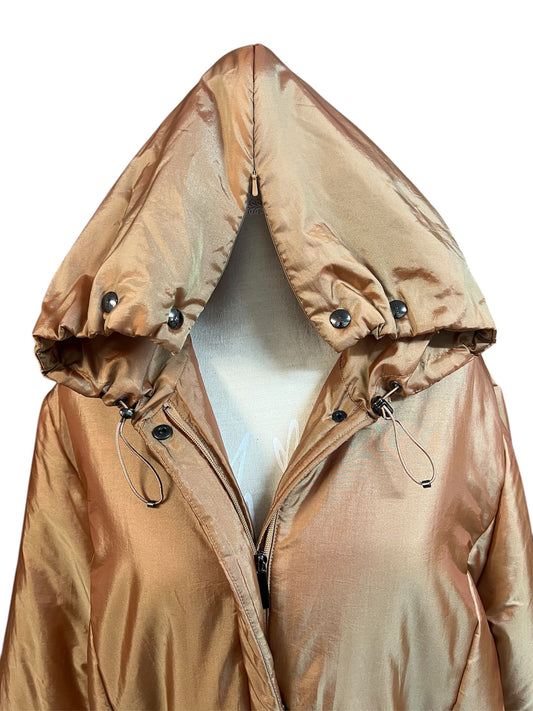 Vintage Winterjacke Damen Gr 44 , THEA 42 Plus, Kupfer/Gold, Kapuze, Y2K/90s