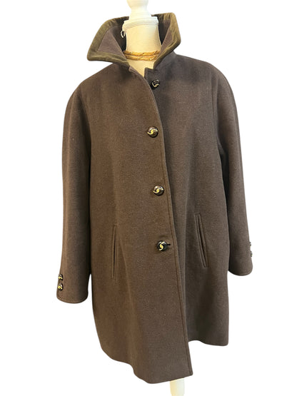 Vintage Wollmantel Braun IT 50 / DE 44 – 46 80% Wolle Made in Italy