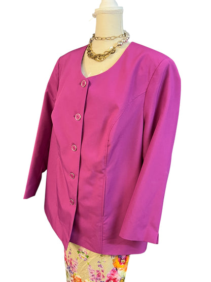 Vintage 90s Blazer Pink Gr. 48 XXL Statement Power Blazer mit pink- silbernen Knöpfen | Y2K Chic