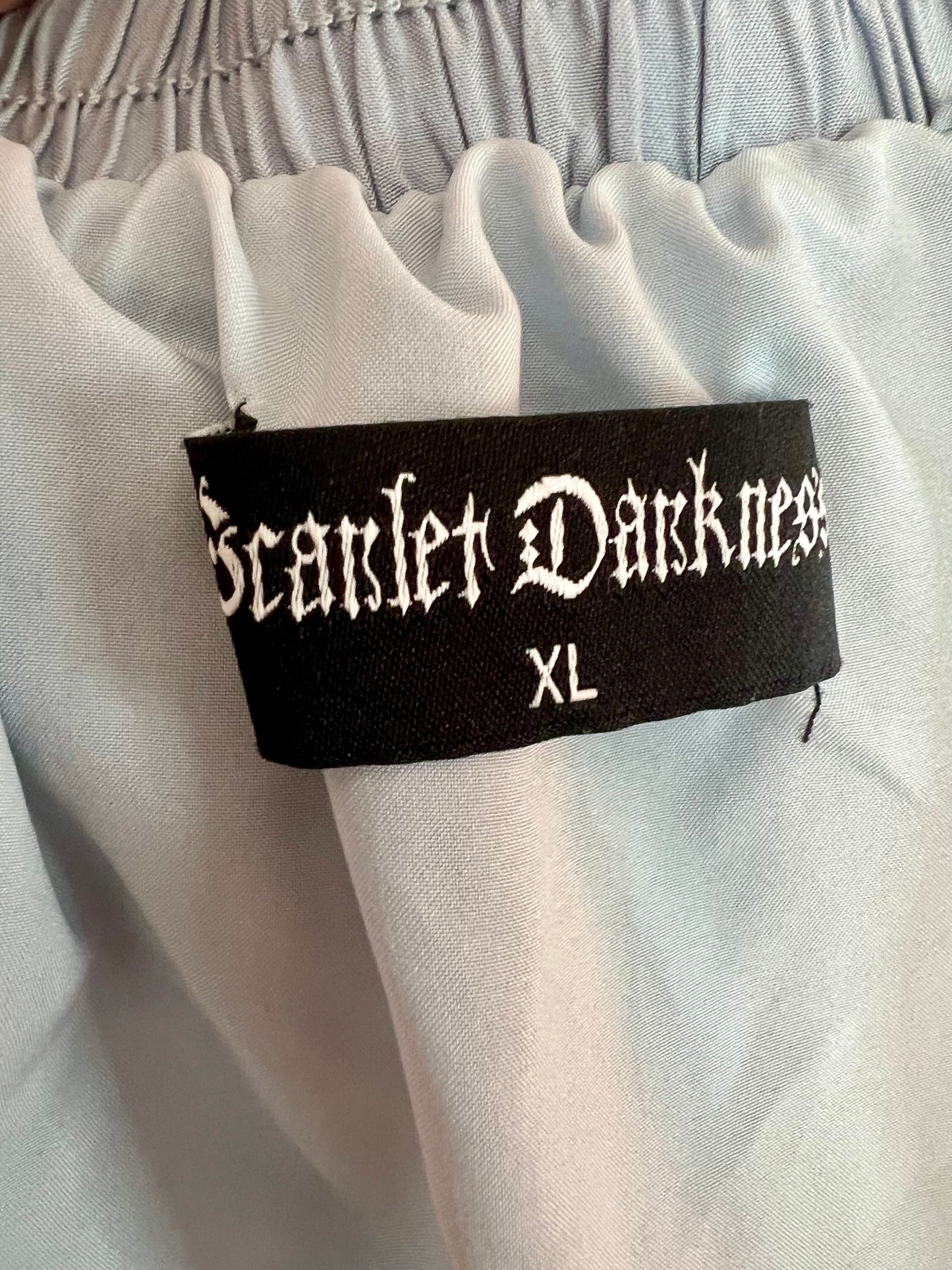 Hippie Style Maxirock Hellblau von Scarlet Darkness – Gr. 38 40 M L Gummizug Boho Spitze