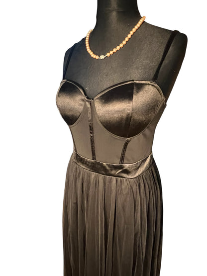 Sara's Choice: Abendkleid – Korsage Träger MaxiKleid figurbetont Mesh schwarz  | Gr  L 40 42 | Dark Alternative