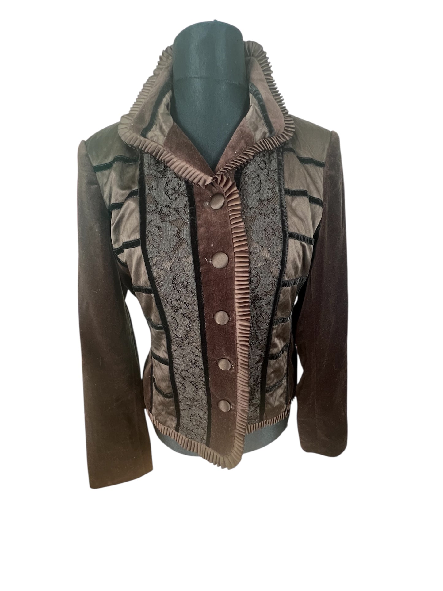 Vintage Samtblazer Braun 90s Victorian Gothic Style | Gr. 40 | Romantisch, Landhaus-Chic