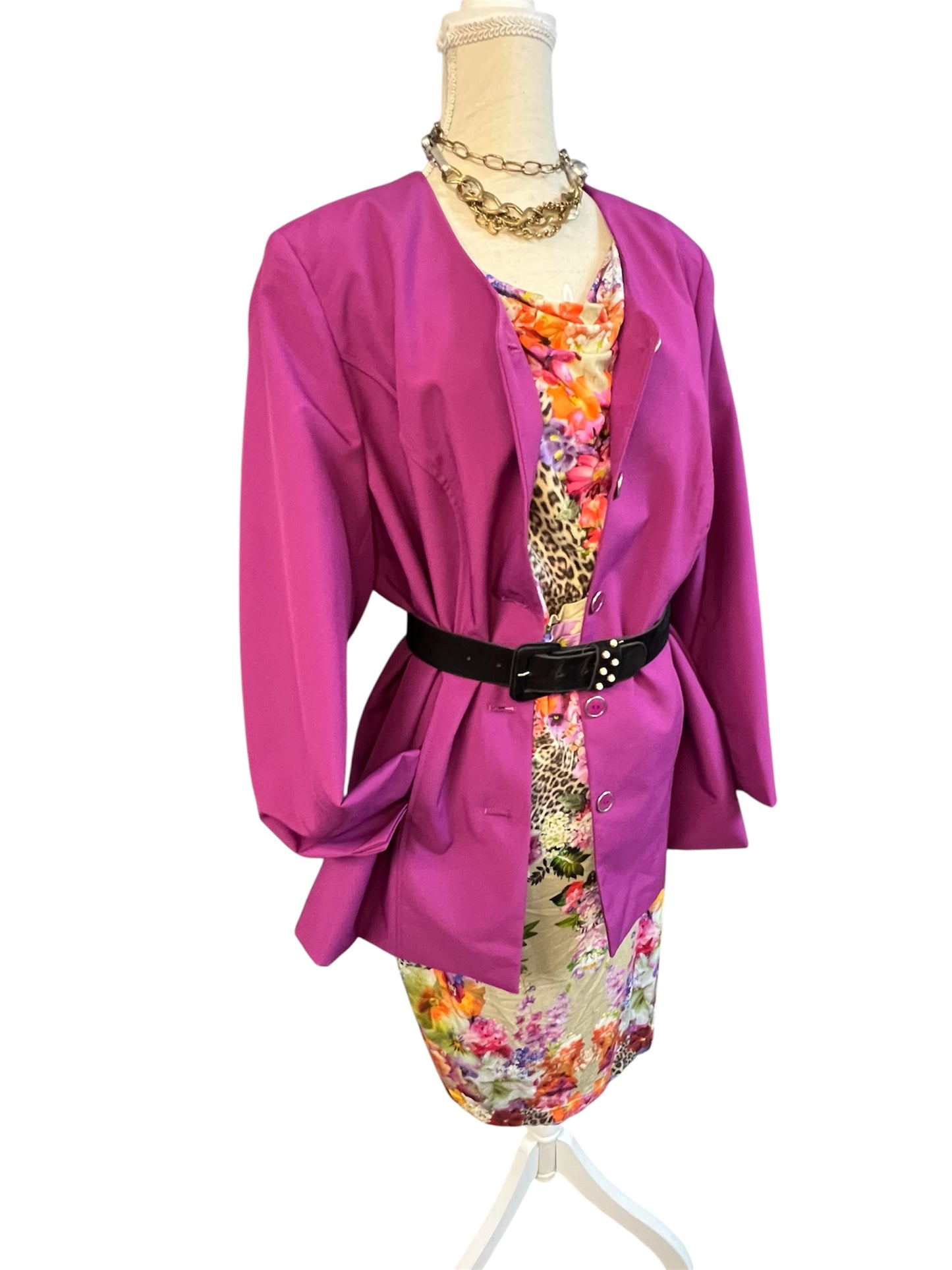 Vintage 90s Blazer Pink Gr. 48 XXL Statement Power Blazer mit pink- silbernen Knöpfen | Y2K Chic