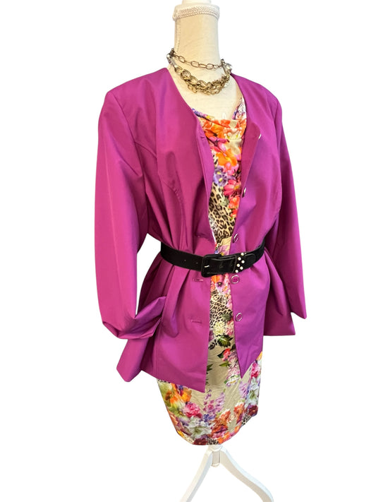 Vintage 90s Blazer Pink Gr. 48 XXL Statement Power Blazer mit pink- silbernen Knöpfen | Y2K Chic