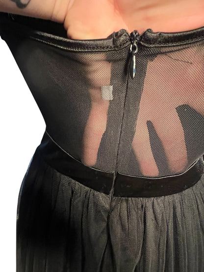 Sara's Choice: Abendkleid – Korsage Träger MaxiKleid figurbetont Mesh schwarz  | Gr  L 40 42 | Dark Alternative