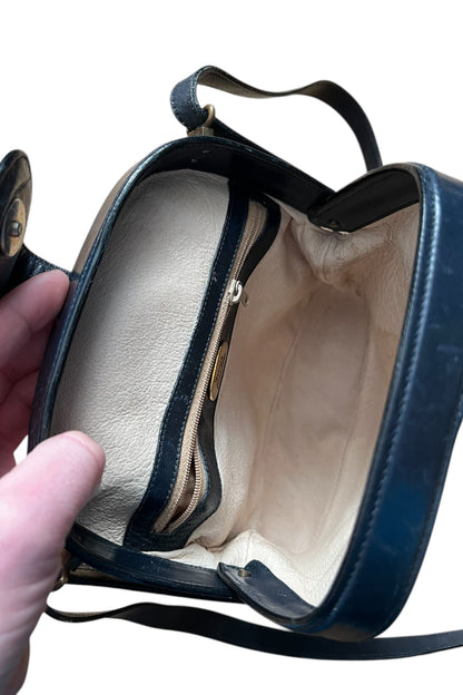 Assima Creation Vintage Leder Tasche dunkelblau Frame Bag Retro Chic