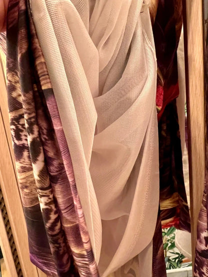 Y2K Vintage Kleid S 36 One Shoulder | Trompetenärmel & Metallschlange | Bunt & Transparent | Snake