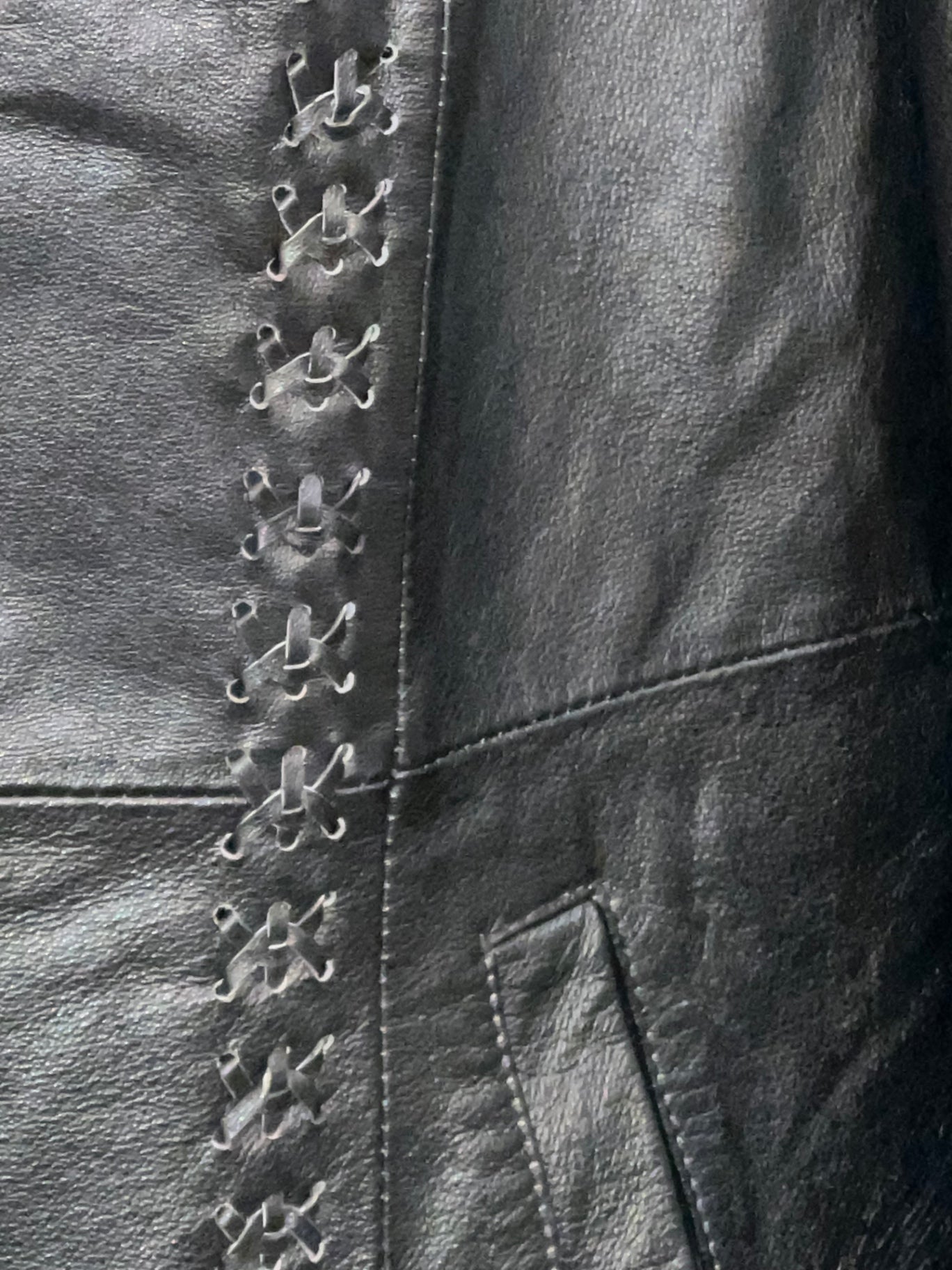 Vintage Lederjacke / Lederblazer XL ca. 44/46 Schwarz mit Verzierung