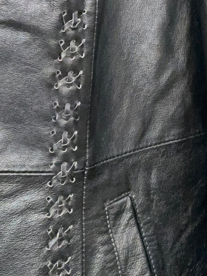 Vintage Lederjacke / Lederblazer XL ca. 44/46 Schwarz mit Verzierung