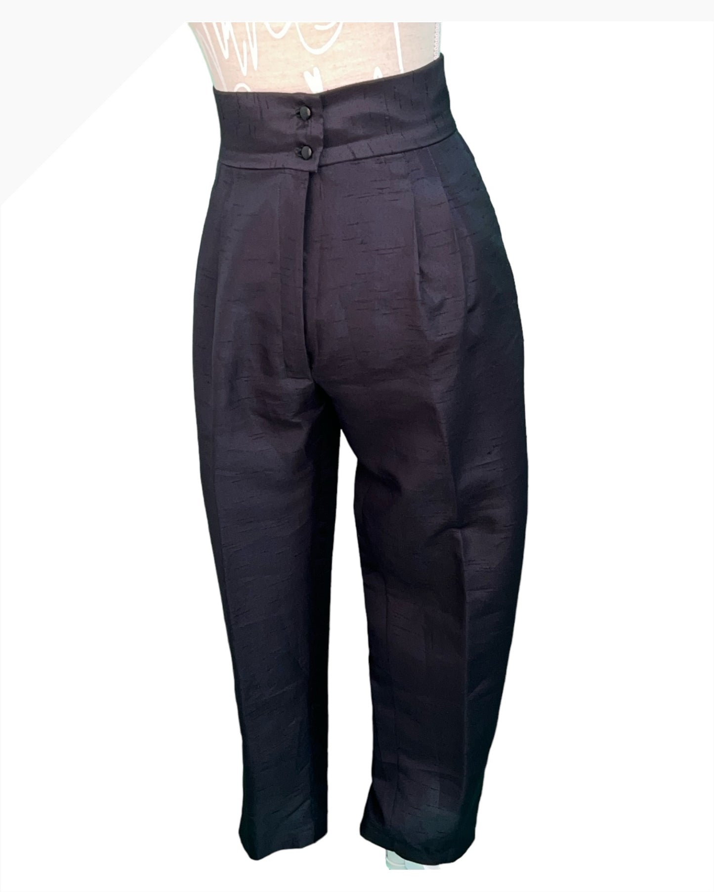 Vintage Hose High Waist 34 Schwarz