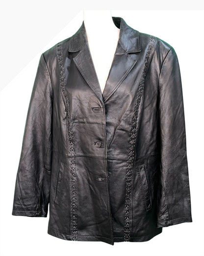 Vintage Lederjacke / Lederblazer XL ca. 44/46 Schwarz mit Verzierung