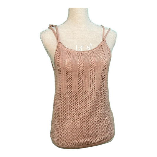 Vintage Trägertop 36 Beige Lochstrick mit verstellbaren Trägern 