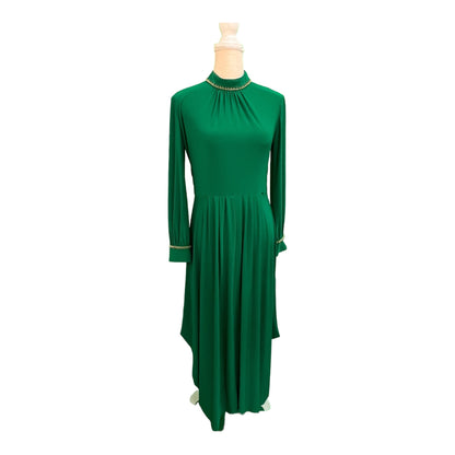Kasirga Kleid 38/40  Grün mit Perlen am Kragen u. den Ärmeln