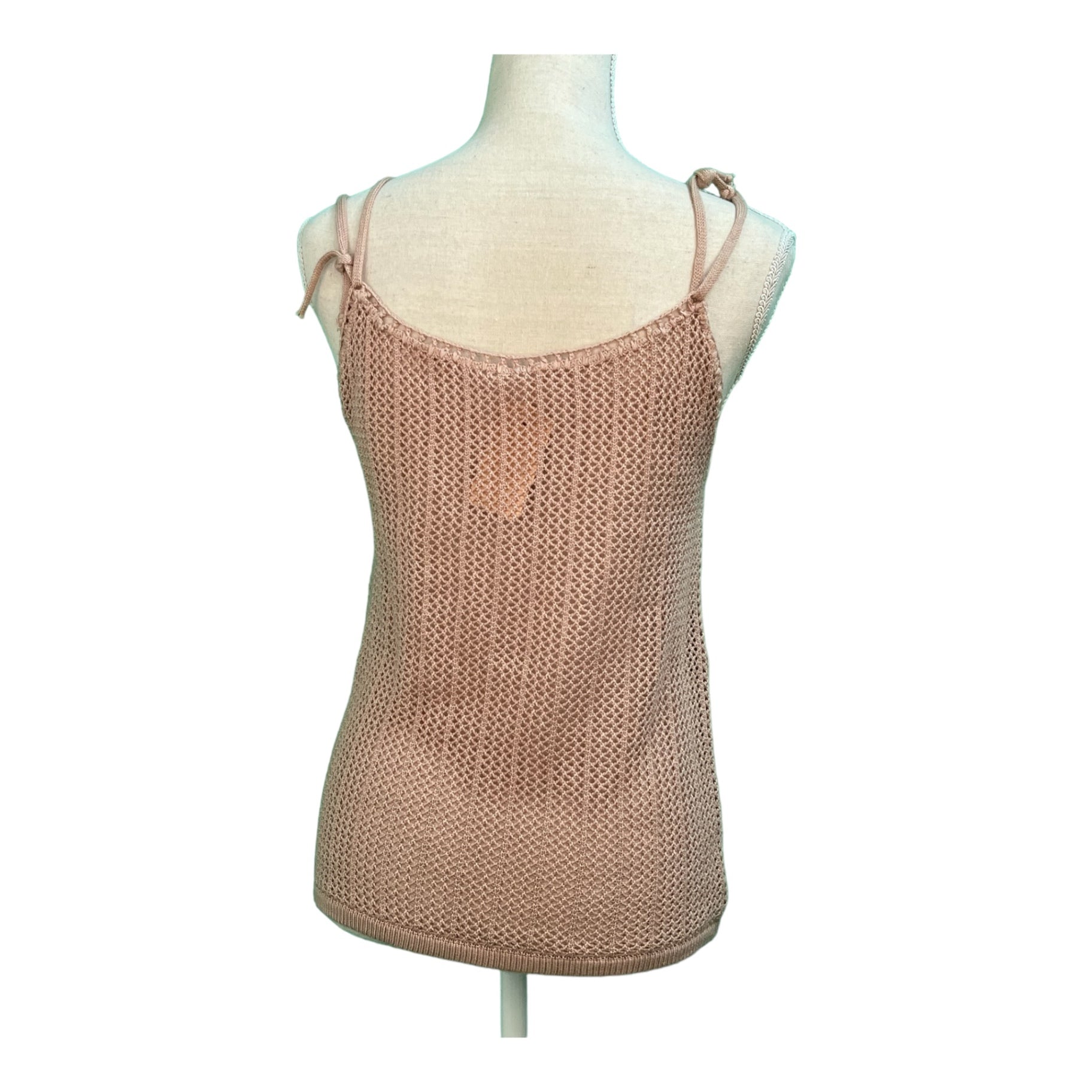 Vintage Trägertop 36 Beige Lochstrick mit verstellbaren Trägern 