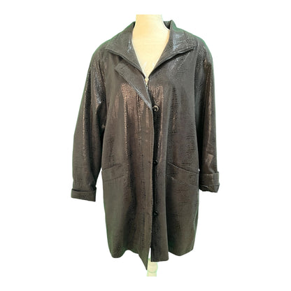 Vintage Jacke Ca. 46/48 Schwarz glänzend Schlangenmuster