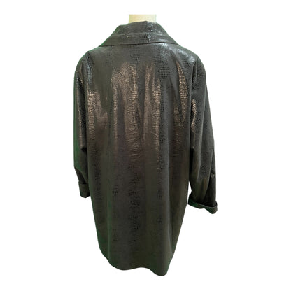 Vintage Jacke Ca. 46/48 Schwarz glänzend Schlangenmuster